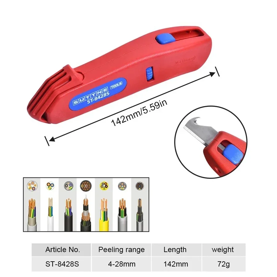 SUTTNE ST-8428S/ST-8428 أداة تعرية الأسلاك الأوتوماتيكية متعددة الوظائف - محمولة، قابلة للتعديل، مناسبة لمتعريات الكهربائيين