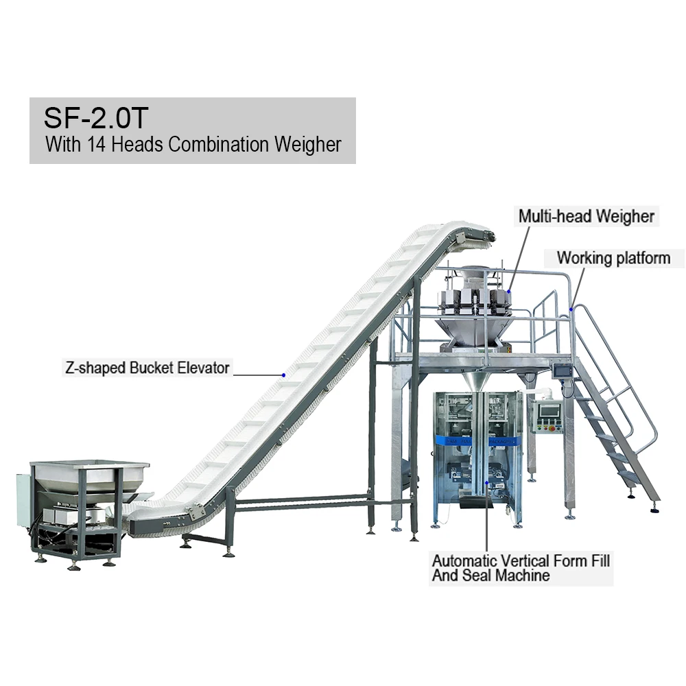 Vffs Multihead Weigher Pouch Salad Vegetable Packaging Machine Bagging Fresh Green Lettuce Peas Okra Vegetable Packing Machine