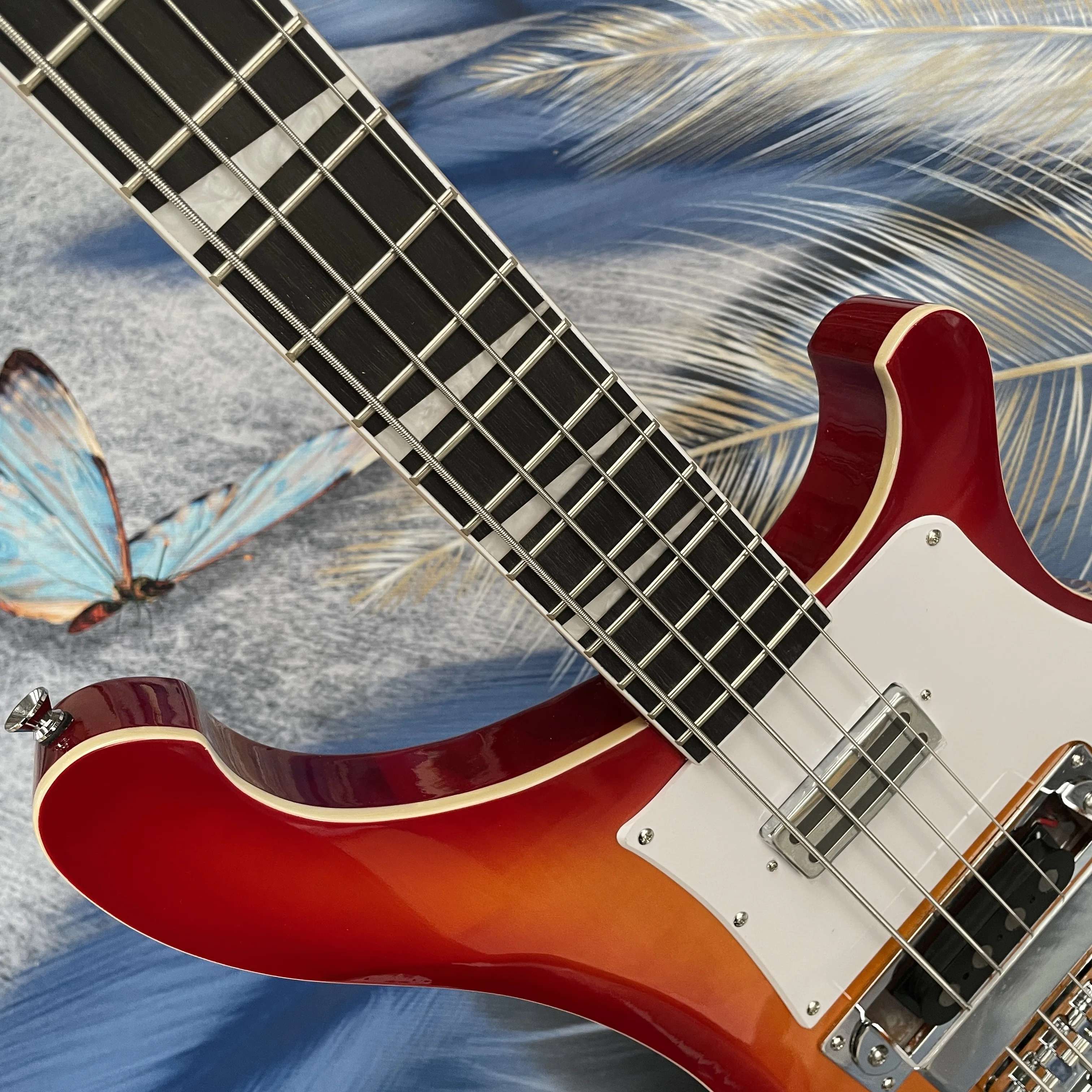4-string electric bass guitar with white pickguard, rosewood fretboard comfortable grip guitars, retro rock guitarra - view 4
