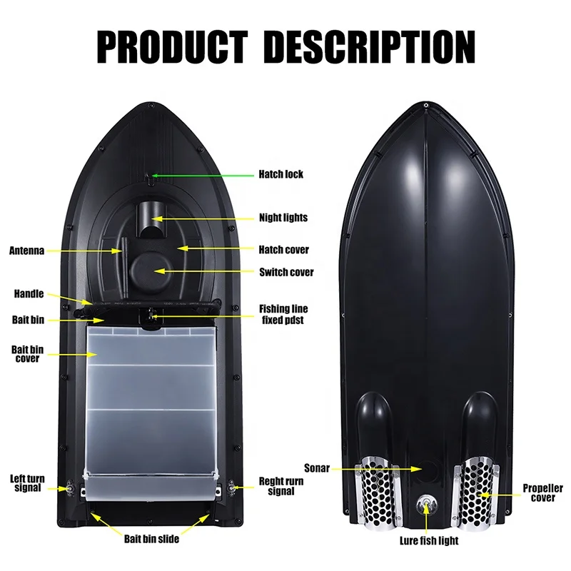 German Warehousing JABO2BG 20A*2 Two Battery Fishfinder Gps Autopilot Sonar Fish Finder Jabo Rc Fishing Bait Boats