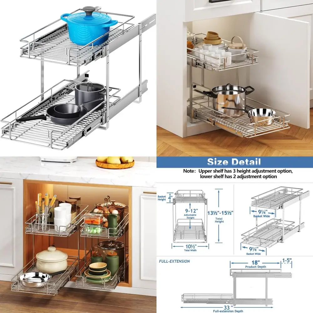 منظمات خزانات قابلة للسحب شديدة التحمل للتخزين الفعال: أرفف منزلق عميقة بعرض 10.5 × 18