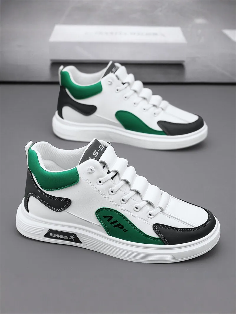 Men's High Top Shoes 2026 New Autumn Versatile Casual Sports Board Shoes Student Anti-slip Waterproof Work Leather Shoes