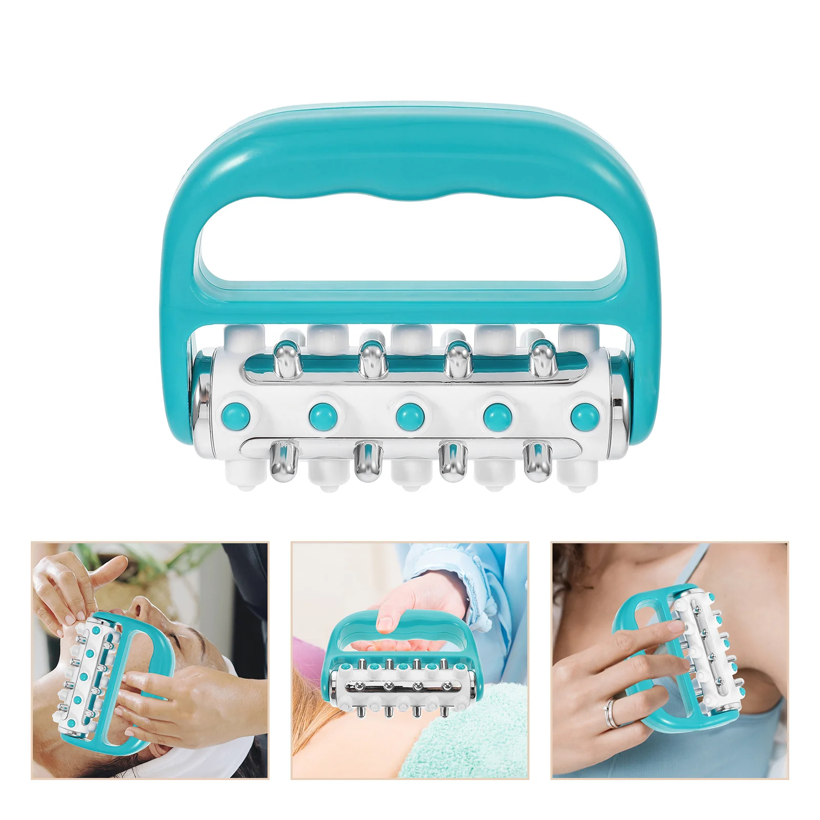 

Handheld Muscle Roller Massager Sky-Blue Portable Compact For Back Neck Foot Leg Arm Deep Tissue Relief Lightweight Body