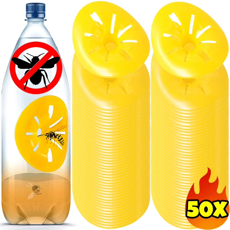 50-5PCS Yellow Reusable Wasp Trap Funnel Eco Friendly Safe Non Toxic Insect Catcher Tool Garden Outdoors Jackets Hornet Control