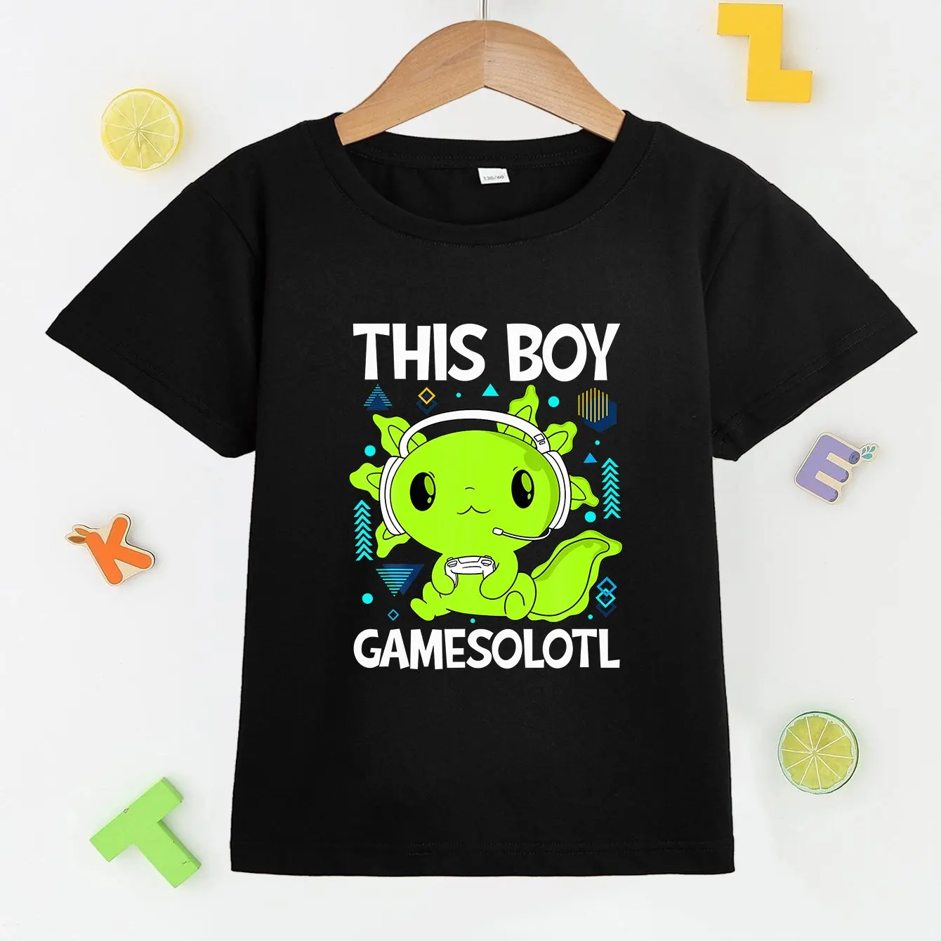 Cute Axolotl Print T Shirt, Tees For Kids Boys, Casual Short Sleeve T-shirt For Summer Spring Fall, Tops As Gifts