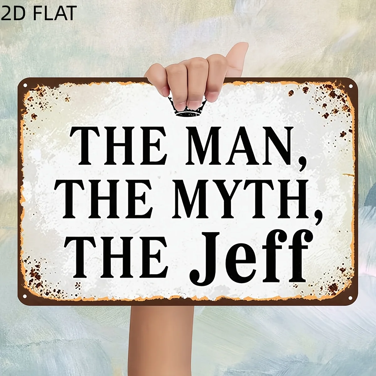 Vintage The Man, The Myth, The Jeff Metal Sign, Pre-Drilled Holes, Kitchen And Office Wall Decoration, Home Decor Metal Signs