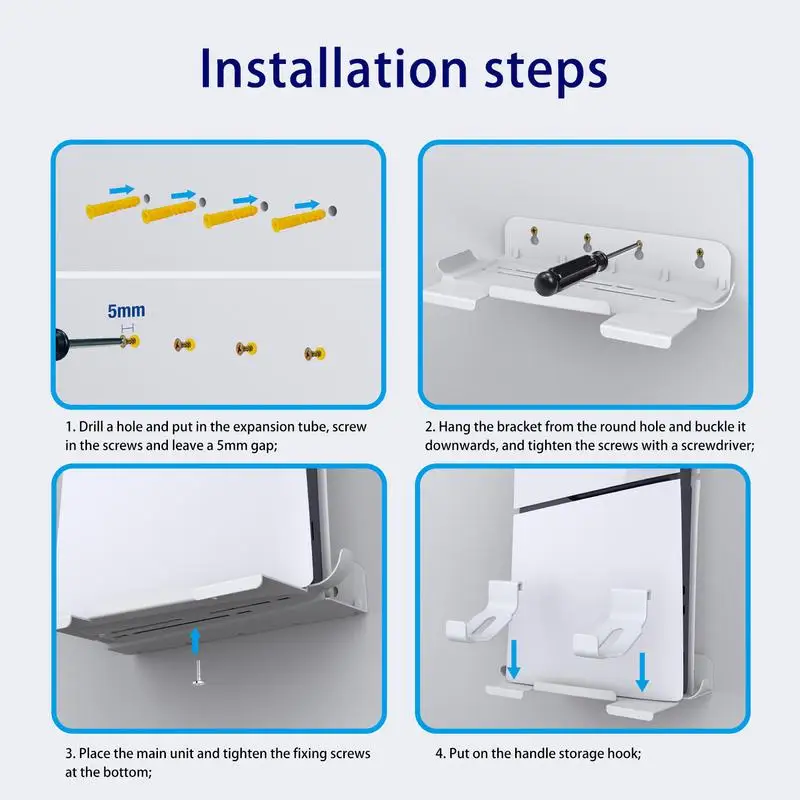 Estante de consola de juegos para pared, estantería flotante de pared moderna, resistente, soporte flotante montado en la pared