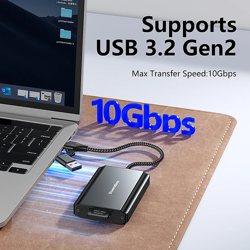 Blueendless CFexpress Type A or Type B Memory Card Reader USB 3.2 10Gbps Plug and Play with USB C/A Cable for Android/Windows/Ma image 3