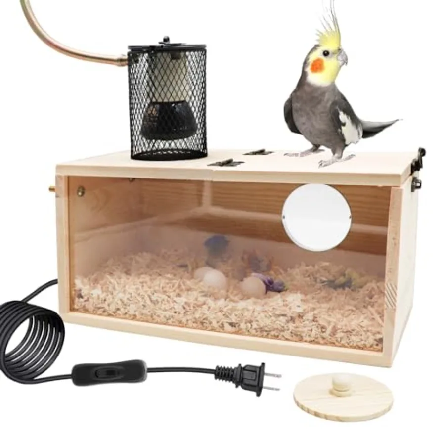 

Bird House Incubator Bird Nesting Box with Heat Lamp 75W Ceramic Heat Emitter Heater Lamp Birdcage Accessories Suitable for Par