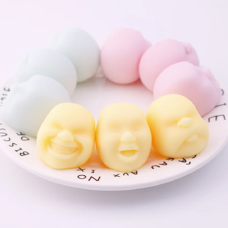 Creative Rubber Fun Squeeze Party Gift Face Relax Stress Anti Stress Ball Pressure Stress Relief Kawaii Fun Toy Small Face Doll