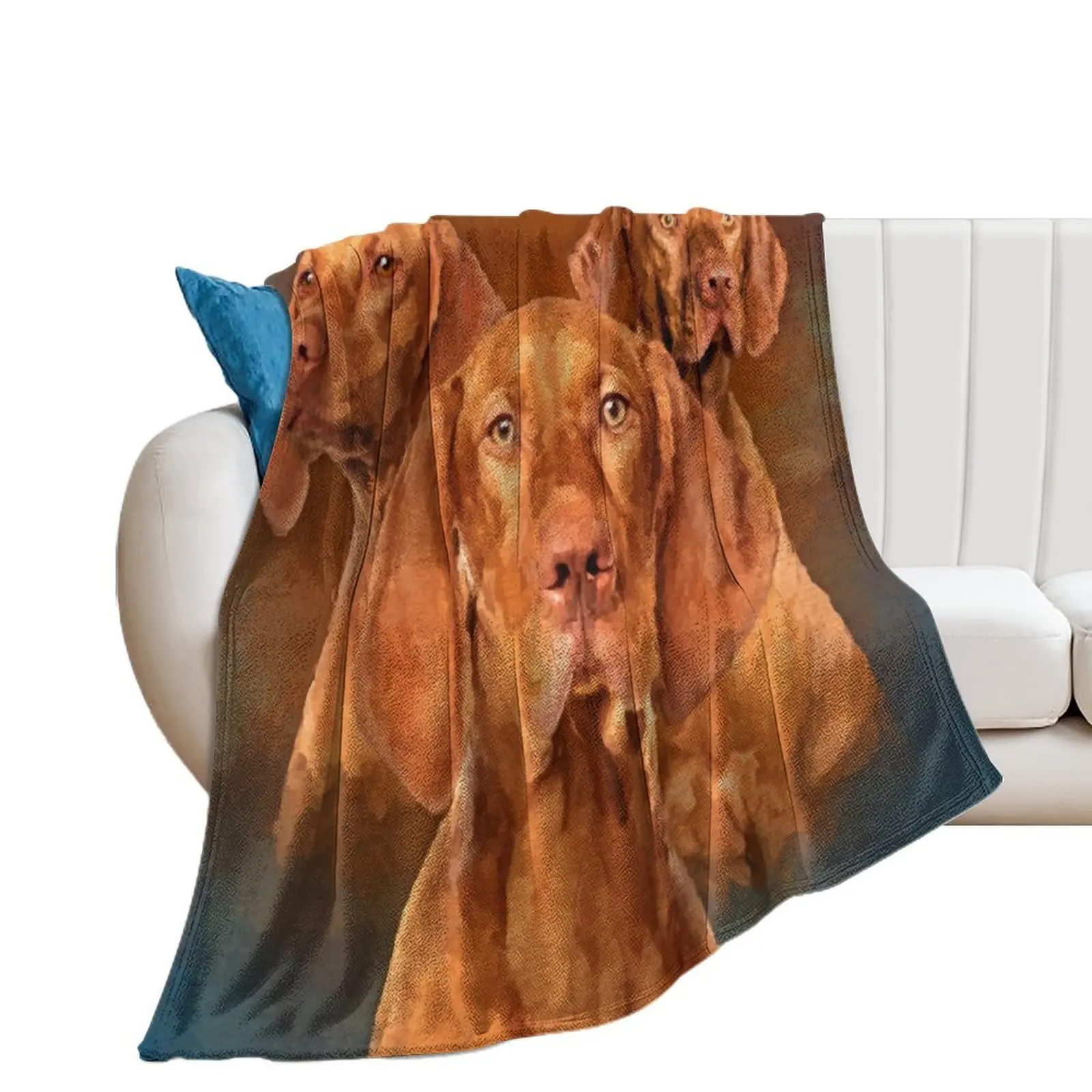 

Vizsla- Hungarian pointer Collage Throw Blanket Flannel Fabric Weighted decorative Decorative Throw Blankets