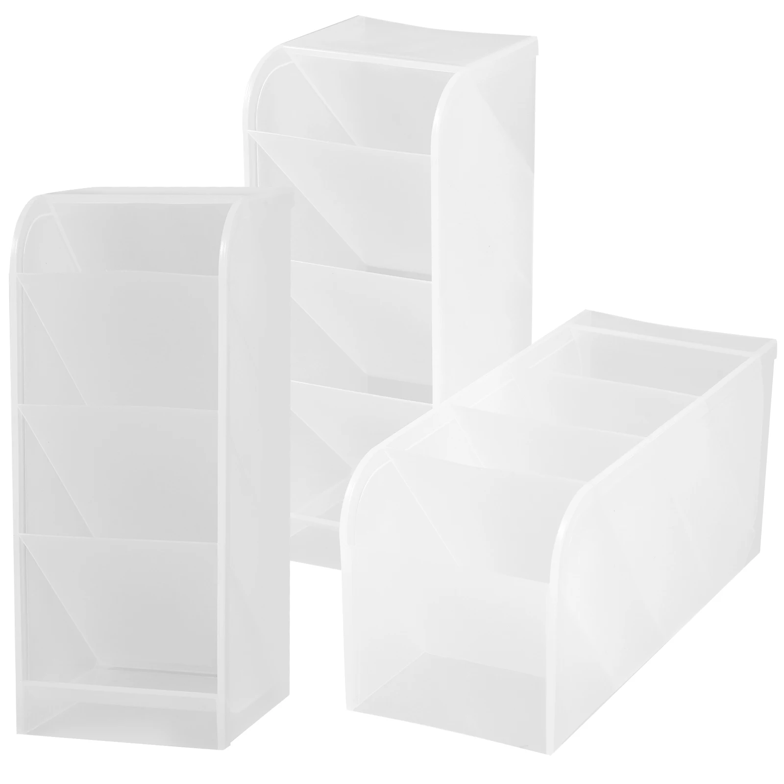 

3 Pcs Pen Holder Vertical Organizer Multi-compartment Desk Stationery Storage Pencil Cup PP Material Long-lasting