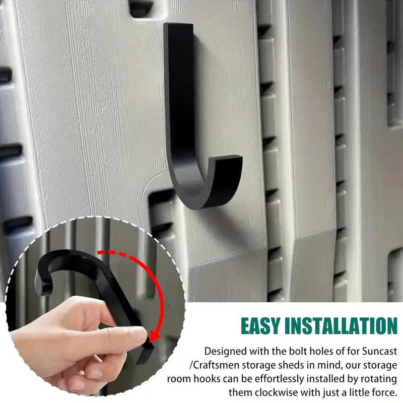 4pcs Tool Hooks Compatible with lifetime Shed, ABS Plastic Garage Organization Garden Tool Hooks Shed Organization Accessories