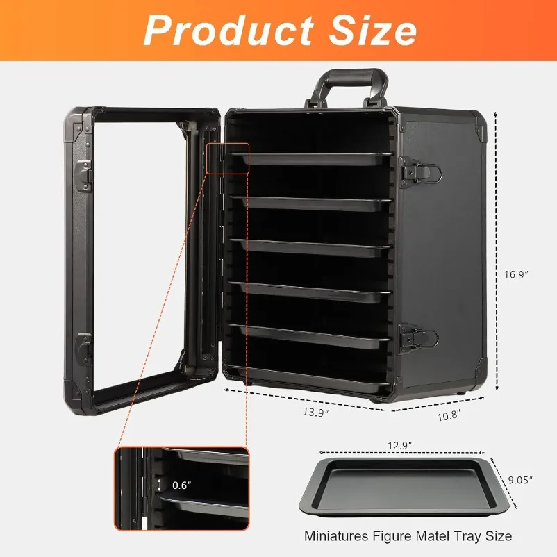 Black Transparent Model Display Cabinet, Large Capacity Can Store Figure Toolbox, Portable Storage Box