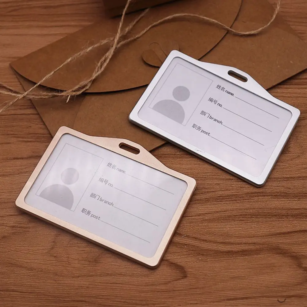 Portable Card Protector Cover Business Identity Case Metal Clip Name Tag Holder Card Holder Name Cover Vertical Card Cover