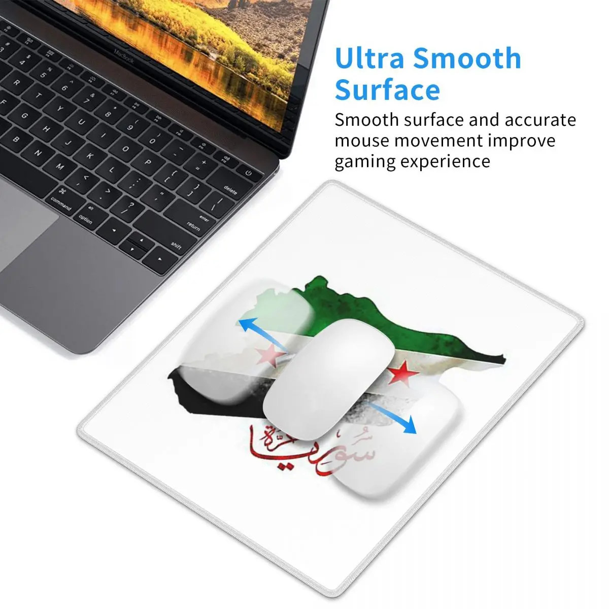 Syria Revolution Flag Map Syrian Independence Calligraphy Mouse Pad Gamer PC Laptop Mats Keyboard  Desk Mat 7x9 in 22x18 cm