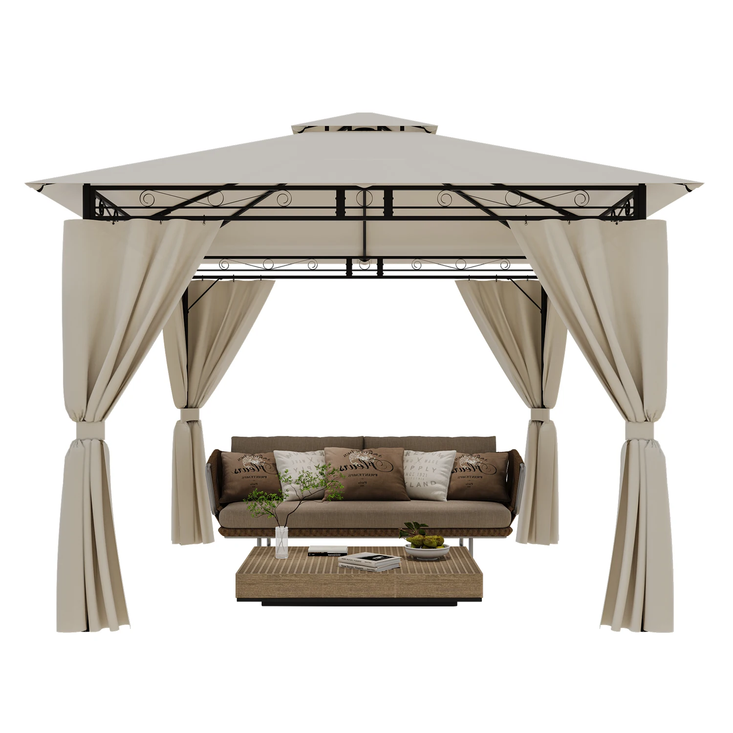 Devoko tuinpaviljoen 3x3 meter waterdicht luxe paviljoen feesttent metalen frame dubbelwandig dakontwerp