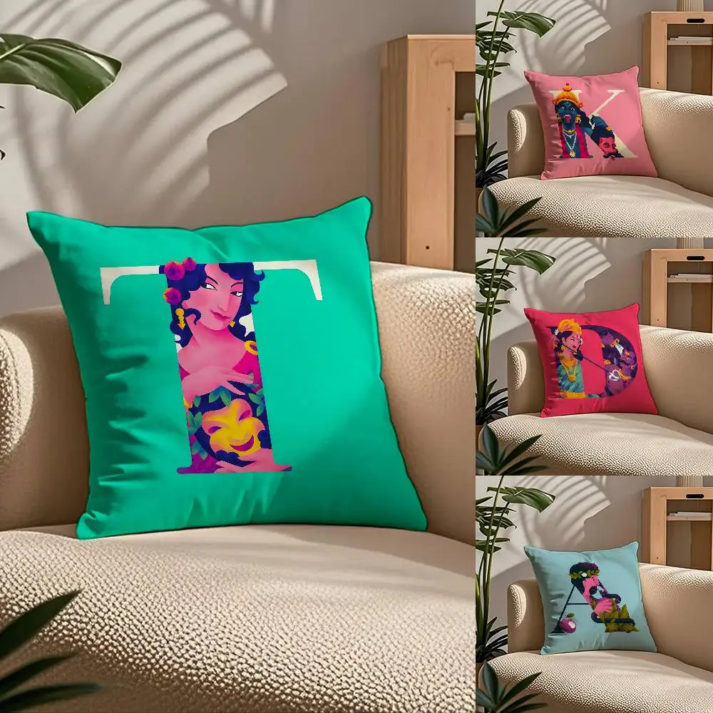 

Creative Design Interesting Letters Pillow Case Comfort Sofa Bed Silky elegant Invisible zipper Custom Decorative cushion cover