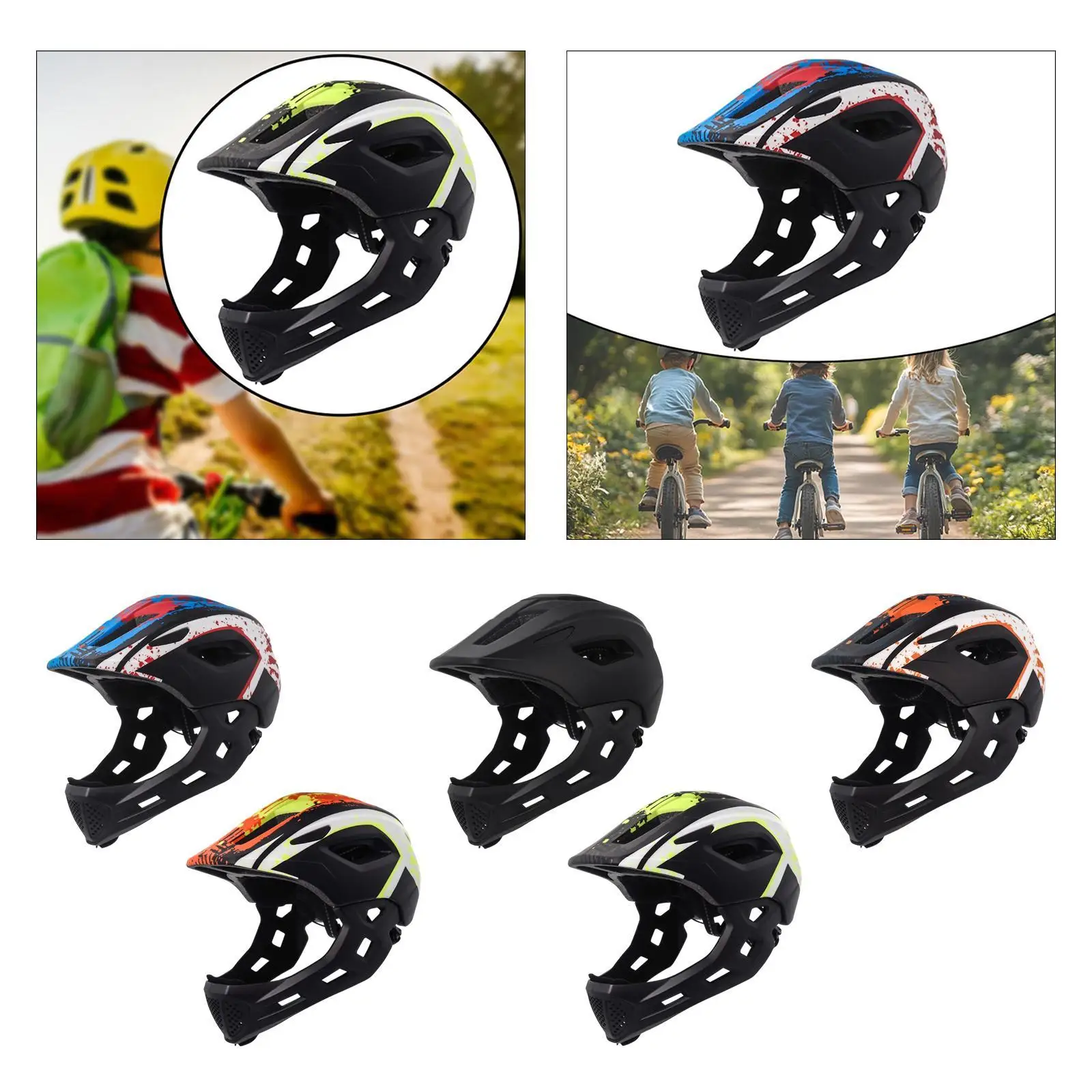 Kids Bike Helmet Shock Absorbing Full Face Helmet for Scooter Boys Cycling