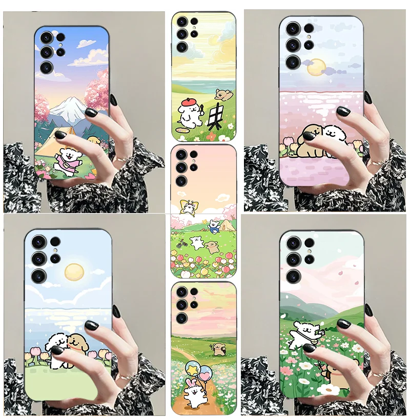 For Samsung A16 A06 4 g 5 G Galaxy S25PRO S25 Ultra TPU Black Soft Phone Case Cute Cartoon Dog Picture Series Anti Drop Silicone