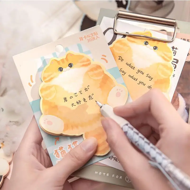 Cat Note Pads Self-Sticky Note Pads โน้ตบุ๊คน่ารัก Notepad Memo Easy โพสต์สนุกกาวสติกเกอร์สําหรับเพื่อนคนรักแมว
