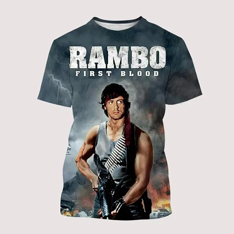 Rambo First Blood Movie 3D Print T-Shirts Men Women Casual Streetwear Oversized Short Sleeve T Shirt Male Tees Tops Man Clothing