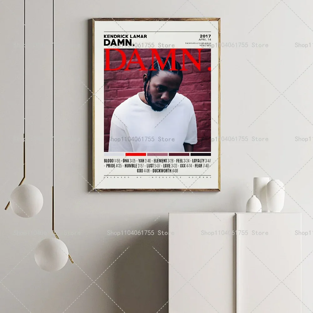 Póster de rapero Hip Hop Kendrick Lamar Damn, arte autoadhesivo, pegatina de  papel impermeable, decoración de pared de habitación, cafetería, Bar, 1 ud.  / Decoración para el hogar, image size:1000x1000