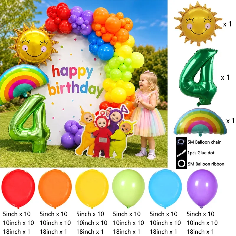 Teletubbies Kids Balloon Garland Globos Kit, Cute Foil Latex Balloon Bouquet for Baby Birthday Baby Shower Party Backdrop Photo view 5