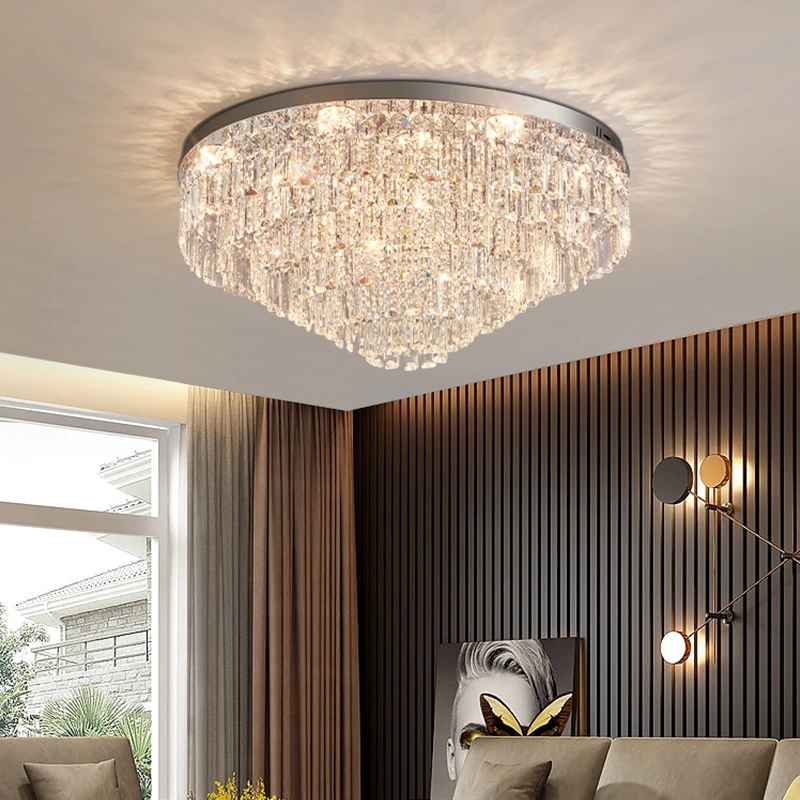 

2024 French Style Luxury Crystal K9 Ceiling Light Living Room Modern Bedroom Hall Dining Room Glass Lamp LED Luxurious Light