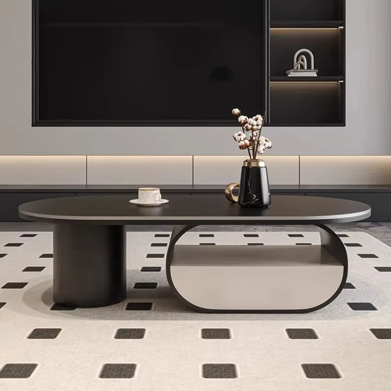 

Unique Rustic Coffee Table Black Storage Luxury Minimalist Design Coffee Table Modern Space Saving Couchtisch Furniture For Home