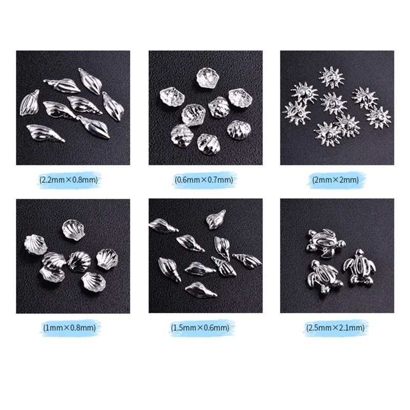 Summer Nail Art Sequins Glitter Nail Art Decals 3D Metal Frame for Shell Sea Starfish Studs on Nails DIY Charm Jewelry 1