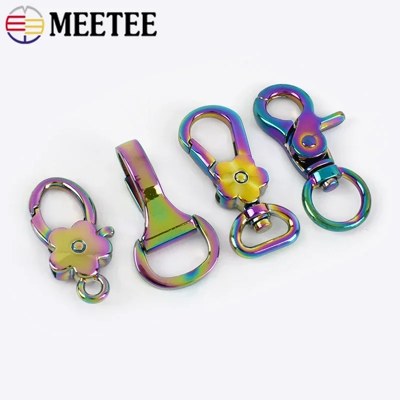 5/10/30Pcs Meetee Rainbow Metal Bag Buckle Keychain Handbag Chain Connect Swivel Clasp Belt Strap Hook Hardware Accessories