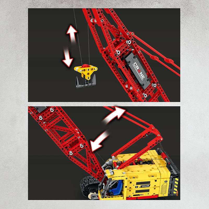 Klemmbausteine Raupenkran mit Motor RC Bausteine-Set Technisches Schwerlast-Transportfahrzeug Montage-Baustein-Modellbausatz Jungen Spielzeug Erwachsene Kinder Geschenk 1322 Teile