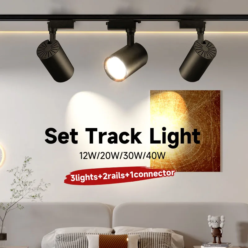 Full Set Track Lights Led Spotlight AC165-265V COB Spot Ceiling Light Indoor for Store Home Decor Track Lamp 12/20/30/40W