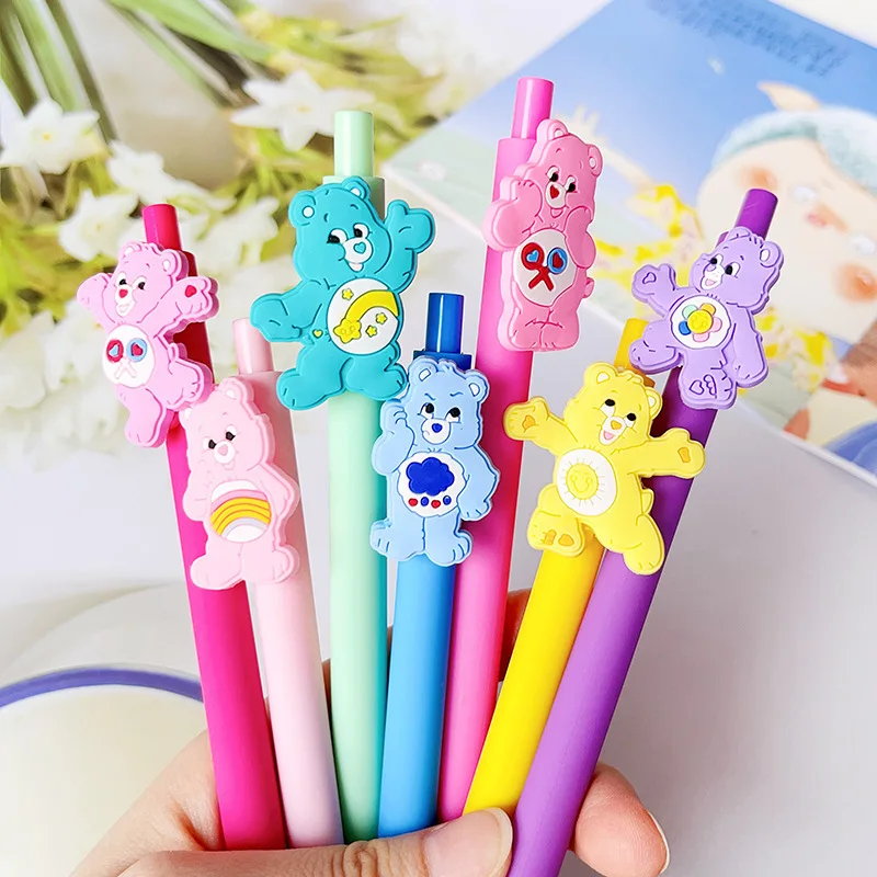 30pcs Cartoon Rainbow Bear Unisex Pen Ins Black Cute Patch 0.5 Speed Dry Press Pen High Beauty Water Pen Stationery For Students