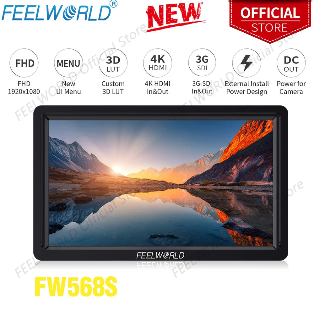 FEELWORLD 6 Inch  FHD IPS 3G-SDI 4K HDMI F970 External Power and Install Kit for Live Streaming Performance Shooting FW568S