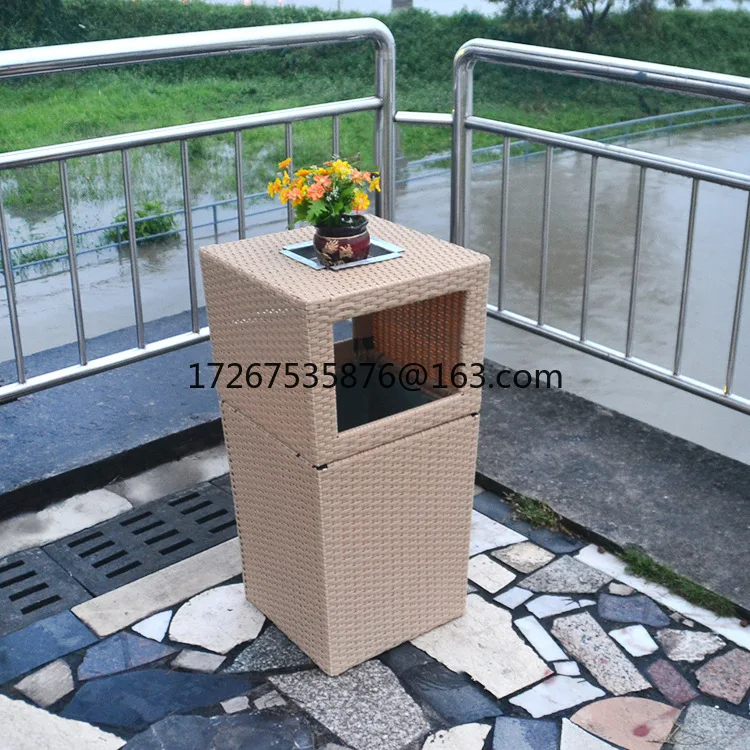 

Outdoor courtyard garden rattan art trash can star hotel lobby hotel environmental protection box with ashtray trash can