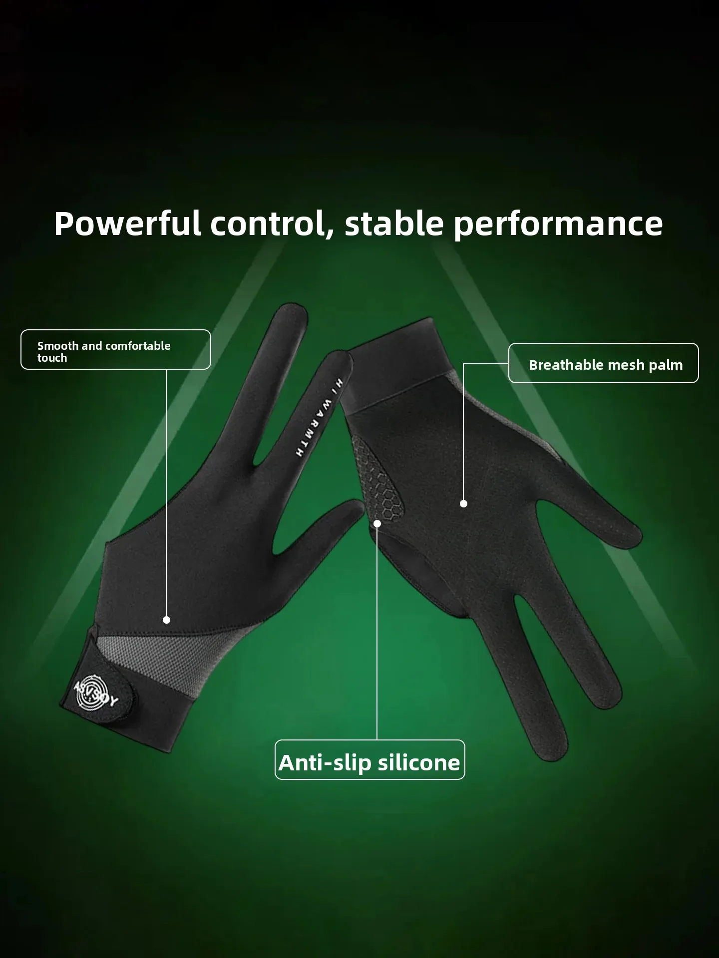 Billiard Gloves Men's Thin Breathable Ice Silk Three-Finger Anti-Slip Wear-Resistant Snooker Competition Two-Finger Full- Finger