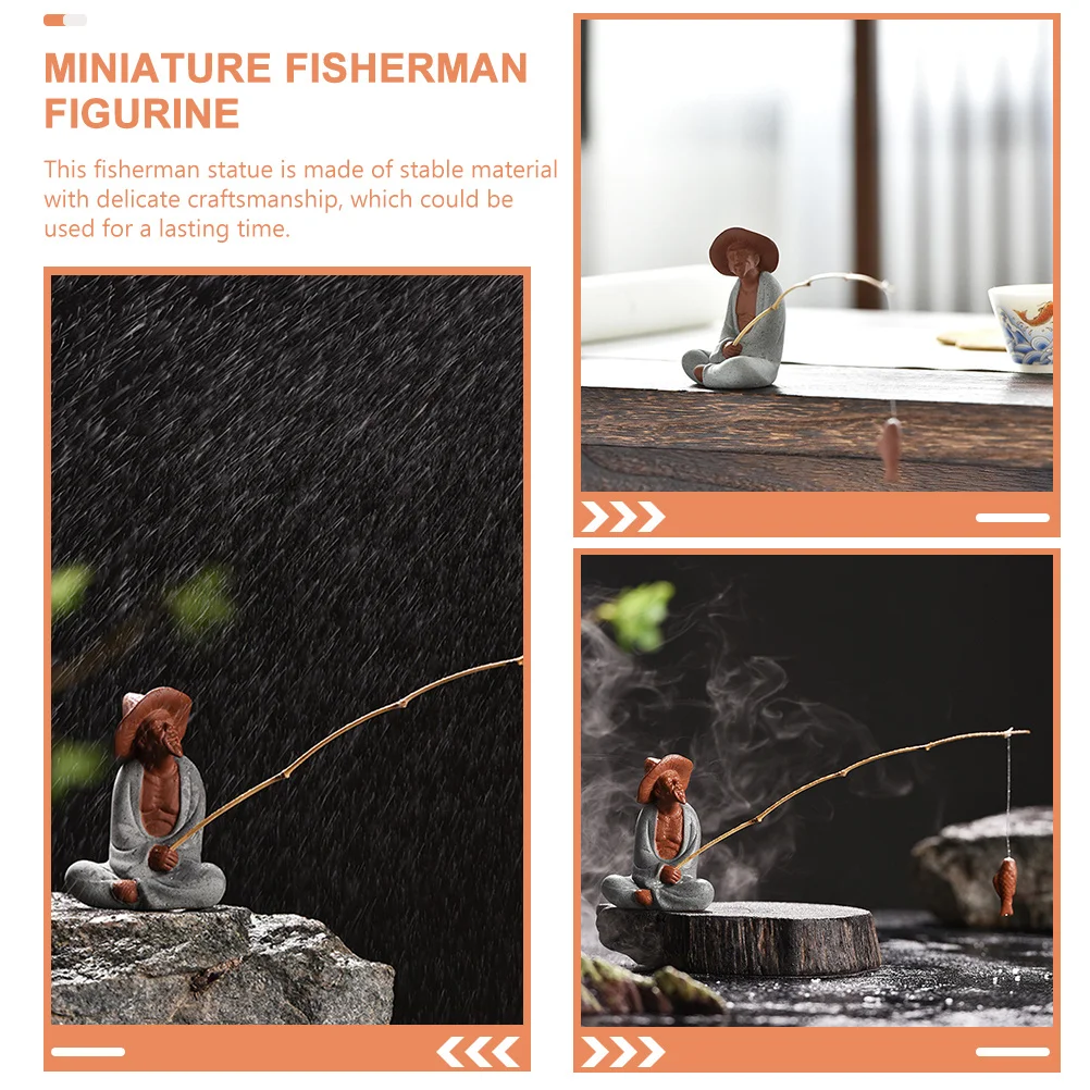 

1Set Delicate Craftsmanship Fisherman Sculpture Natural Lively Aquarium Decorations Miniature Fisherman Figurine