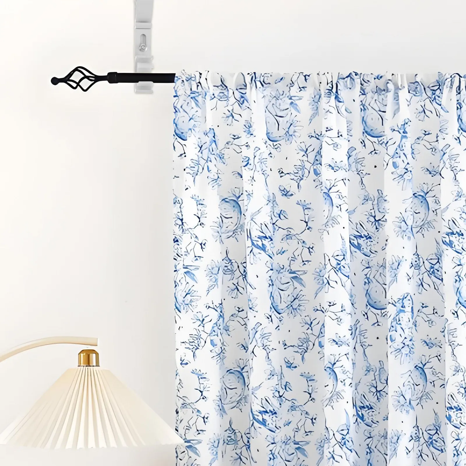 2Pcs Curtain Rod Holder Brackets Heavy Duty Wall Mount Side Mounted Adjustable Double Rod Curtain Brackets No Drill