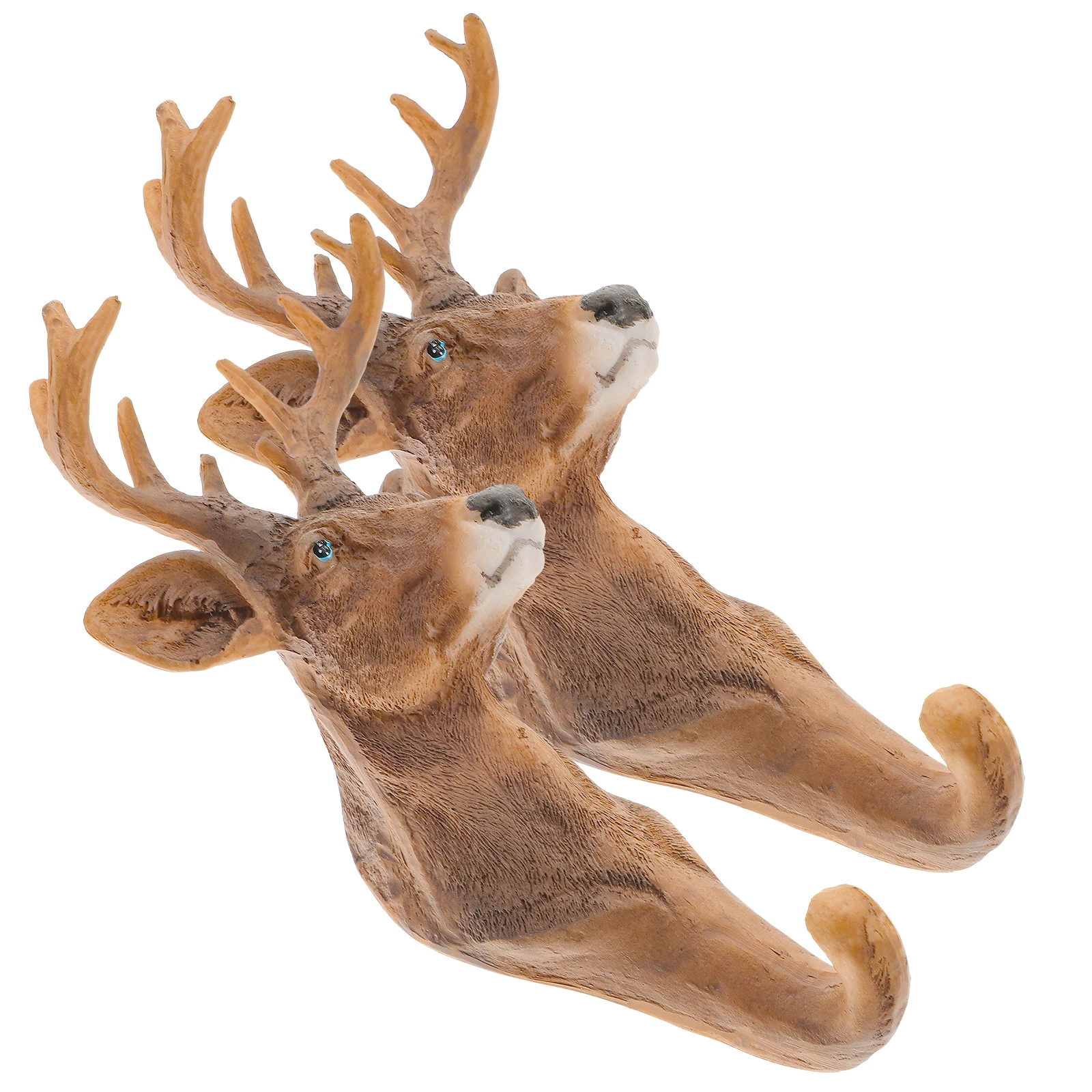 

2pc Deer Head Hooks Brown Resin Wall Hangers Home Decor Bedroom Living Room Storage Shelves Key Hooks Strong