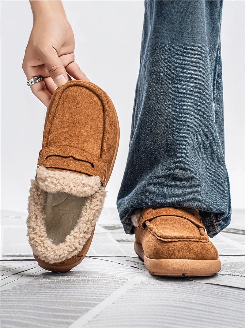 Men's Winter Thickened Fleece Lined Fur Integrated Casual Retro All-match Snow Boots Northeast Cold Resistance Warm Birkenshoes