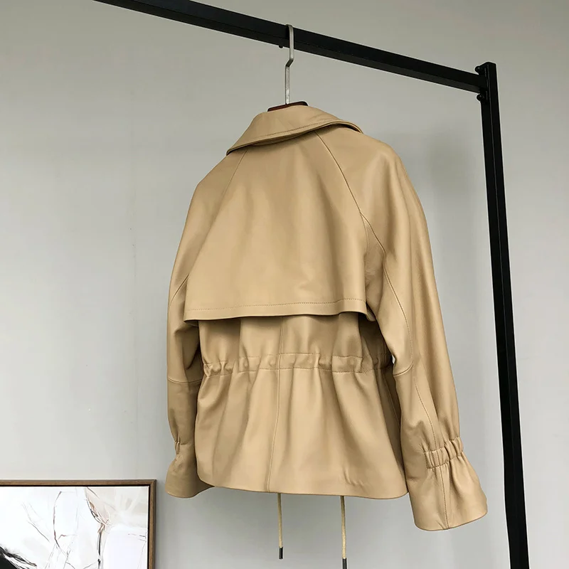 2023 neue super hochwertige echte Schaffell Damen Lederjacke Frühling Herbst Damen bekleidung Mantel weibliche Mujer Chaqu