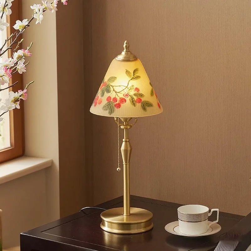

lampshade decorative table lamp, light luxury hotel restaurant, all copper base table lamp, ambient bedside lamp