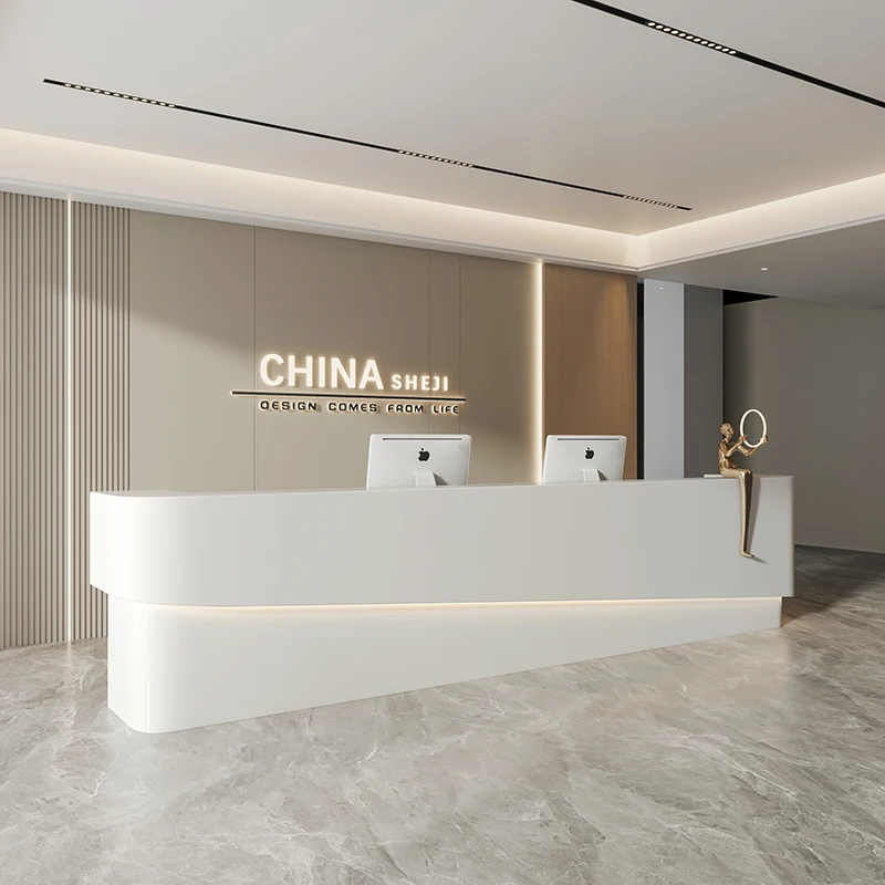 

Checkout Conference Reception Desk Store Register Modern Barbershop Reception Desk Standing Luxury Empfangstheke Hotel Furniture