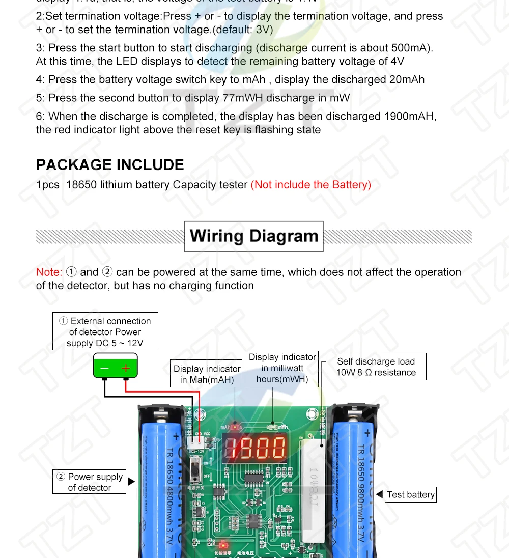 XH-M240 18650 Lithium-Batterie Kapazitäts- und Spannungsanzeige-Testmodul TZT Entladungs-Elektronik-Batteriespannungs-Testmodul – Detail 2