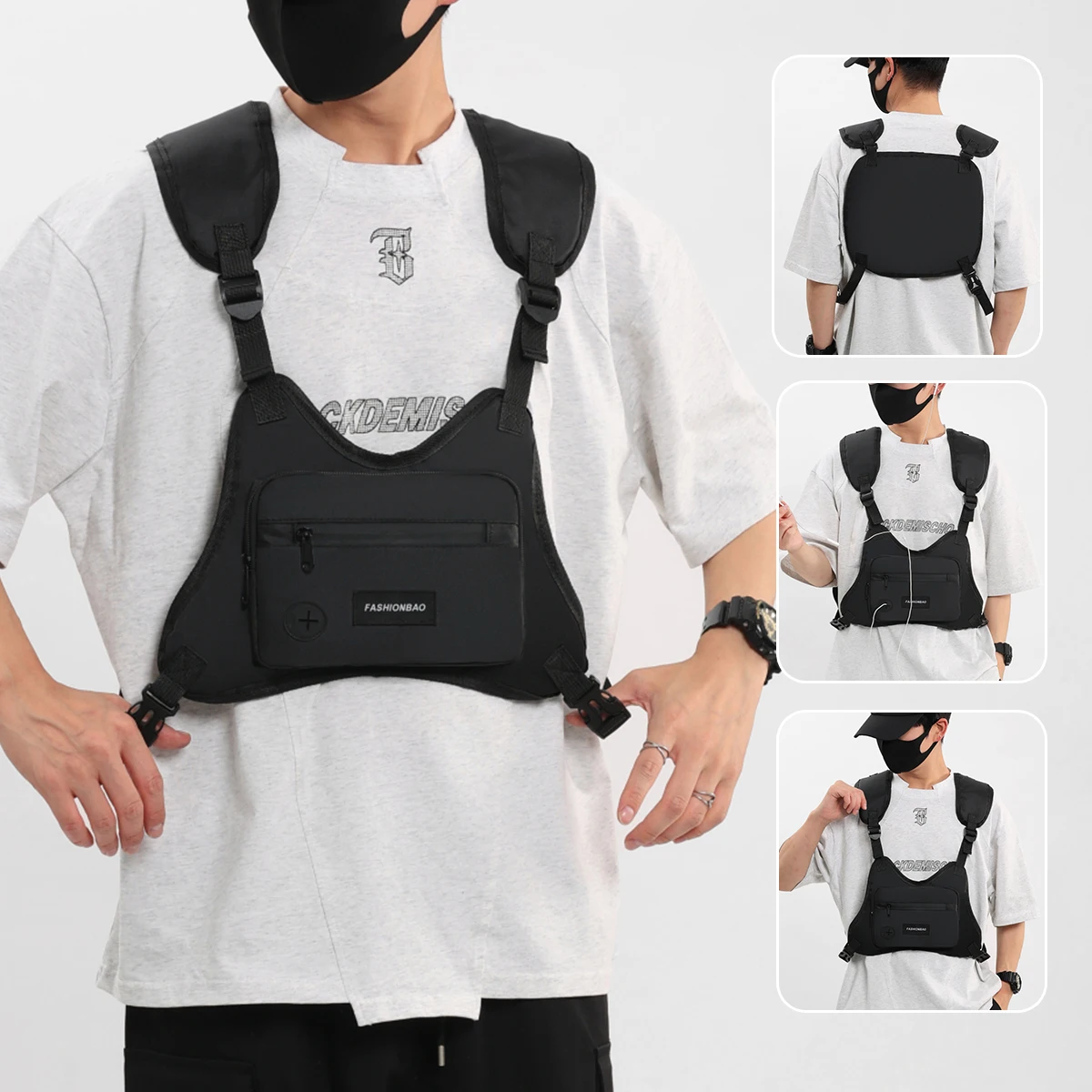 

Рюкзак в стиле жилета, нагрудная сумка, мужская тактическая сумка для велоспорта, уличная спортивная нагрудная сумка, многофункциональная функциональная стильная сумка-жилет, спортивная уличная альпинистская и рыбалка