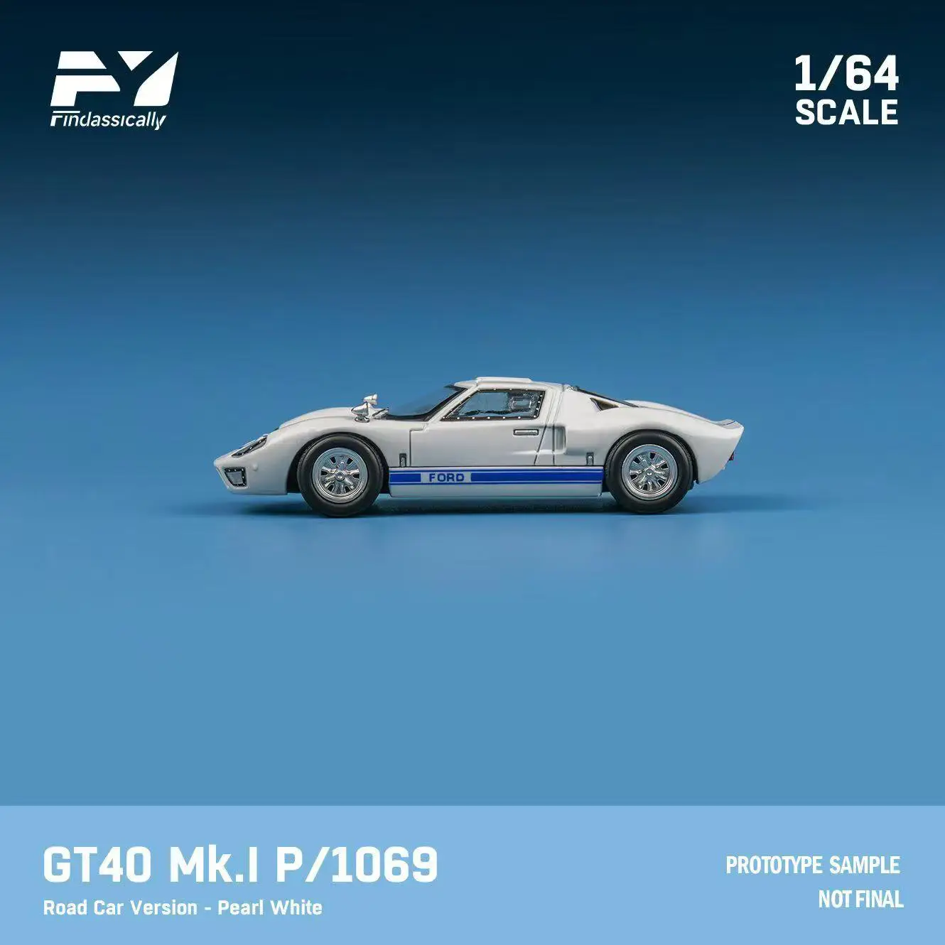 **Pre-order **Finclassically 1:64 GT40 Mk.I P1059  /White Diecast Model Car