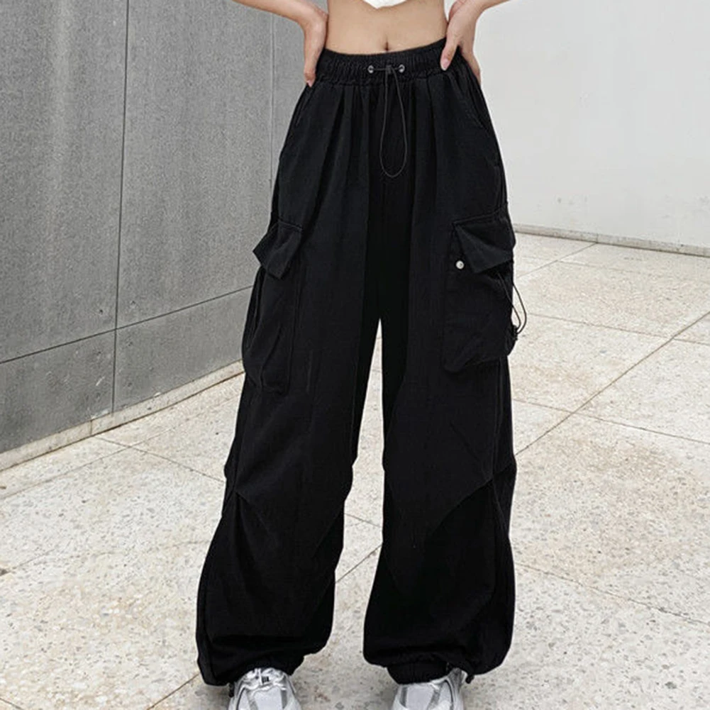 Womens Harajuku Pants Streetwear Vintage Hip Hop Wide Leg Joggers Sweatpant Female Fashion Causal Solid Color Pants