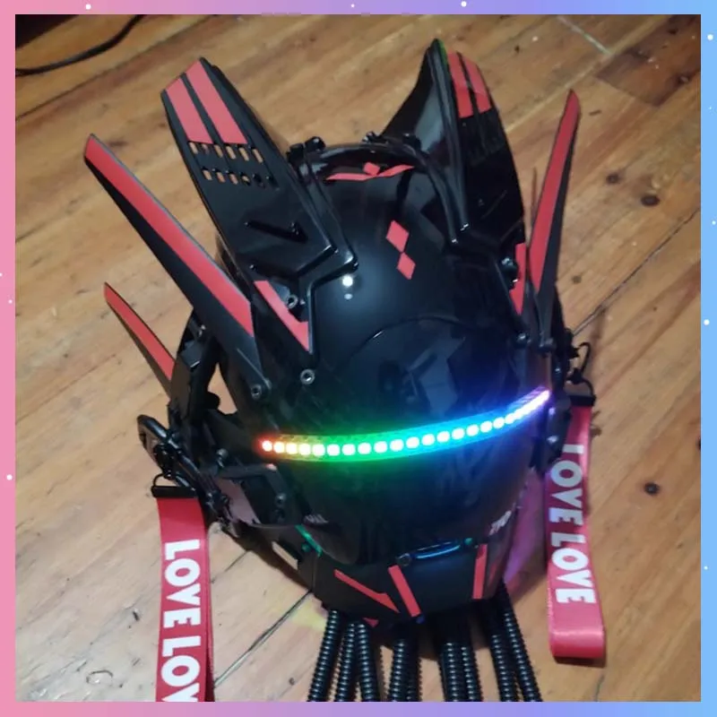 

Cyber Punk Mask Samurai Dread Mask Cosplay Costumes Helmet Special Forces Cool Mask With LED Light Halloween Party Bar Props